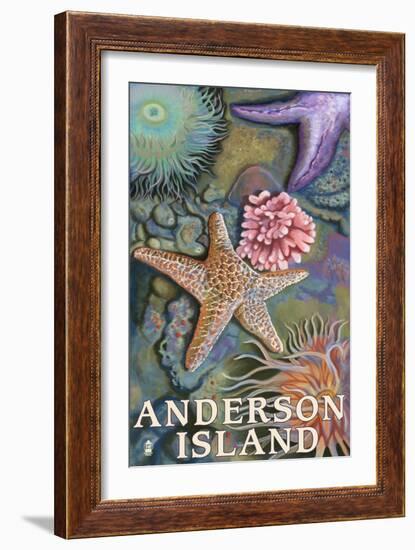 Anderson Island, WA Tidepools-Lantern Press-Framed Art Print