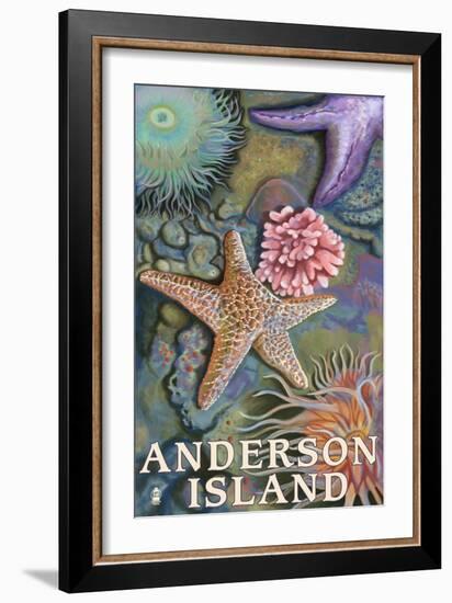 Anderson Island, WA Tidepools-Lantern Press-Framed Art Print