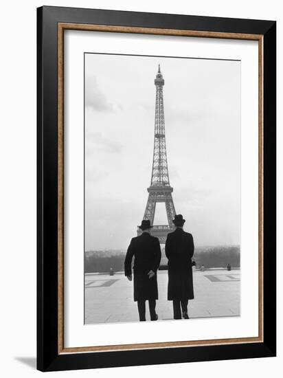 Andre-Francois Poncet walking towards the Eiffel Tower during Adenauer's first visit  Paris in 1951-Erich Lessing-Framed Photographic Print