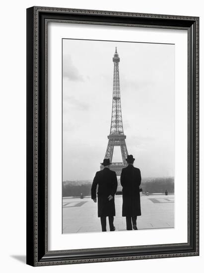 Andre-Francois Poncet walking towards the Eiffel Tower during Adenauer's first visit  Paris in 1951-Erich Lessing-Framed Photographic Print