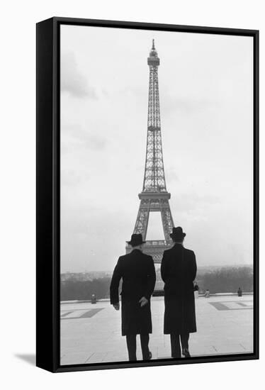 Andre-Francois Poncet walking towards the Eiffel Tower during Adenauer's first visit  Paris in 1951-Erich Lessing-Framed Stretched Canvas