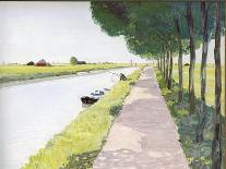 Dutch Scenery: Typical Canal with Fisherman-Andre Girard-Premium Giclee Print