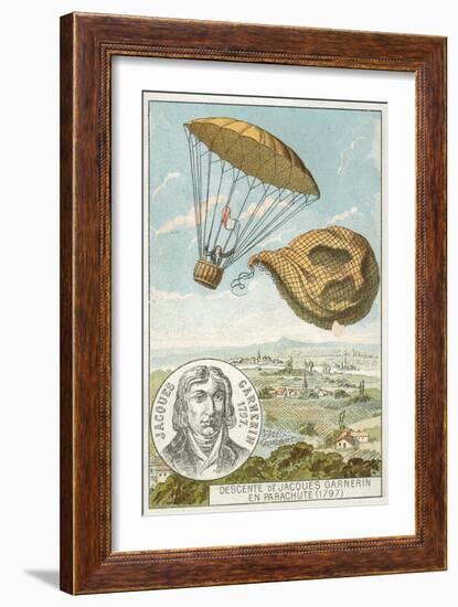 Andre-Jacques Garnerin Descending from a Balloon by Parachute, 1797-null-Framed Giclee Print