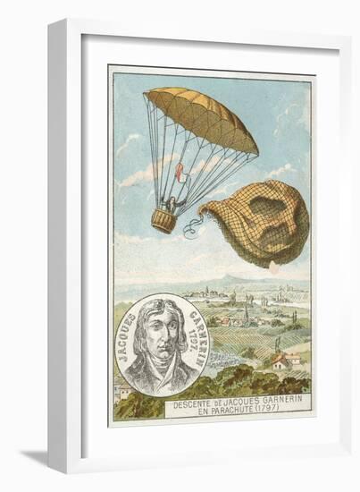 Andre-Jacques Garnerin Descending from a Balloon by Parachute, 1797-null-Framed Giclee Print