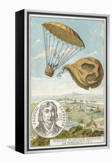 Andre-Jacques Garnerin Descending from a Balloon by Parachute, 1797-null-Framed Premier Image Canvas