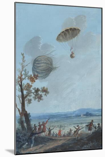 Andre-Jacques Garnerin Descending in Parachute-null-Mounted Giclee Print
