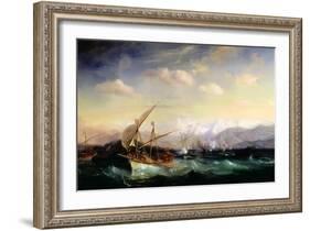 Andrea Doria Dispersing the Spanish Fleet Ahead of the Var Mouth in 1524-Théodore Gudin-Framed Giclee Print
