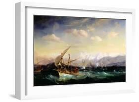 Andrea Doria Dispersing the Spanish Fleet Ahead of the Var Mouth in 1524-Théodore Gudin-Framed Giclee Print