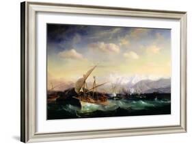 Andrea Doria Dispersing the Spanish Fleet Ahead of the Var Mouth in 1524-Théodore Gudin-Framed Giclee Print