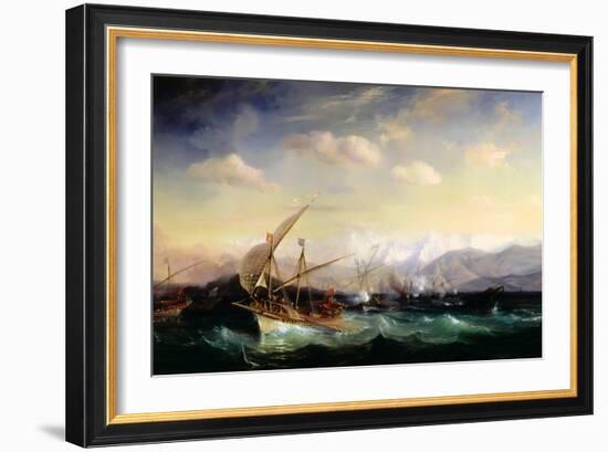 Andrea Doria Dispersing the Spanish Fleet Ahead of the Var Mouth in 1524-Théodore Gudin-Framed Giclee Print