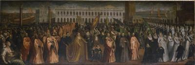 King Henri III (1551-89) of France Visiting Venice in 1574, Escorted by Doge Alvise Mocenigo-Andrea Vicentino-Mounted Giclee Print