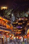 Busy Lijiang Old Town, at Night with Lion Hill and Wan Gu Tower, Lijiang, Yunnan, China, Asia-Andreas Brandl-Photographic Print