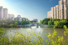 Green Landscape with Lake and Lush Hills in Hangzhou, Zhejiang, China-Andreas Brandl-Photographic Print