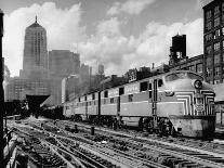 Off-Loaded Freight From Box Cars Being Hoisted Up to Jutting Loading Platforms, Brooklyn Army Base-Andreas Feininger-Photographic Print