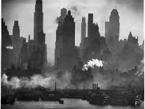 New York Harbor with Its Majestic Silhouette of Skyscrapers Looking Straight Down Bustling 42nd St.-Andreas Feininger-Photographic Print
