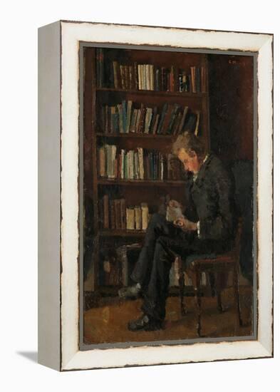 Andreas Reading, 1882-83 (Oil on Cardboard)-Edvard Munch-Framed Premier Image Canvas