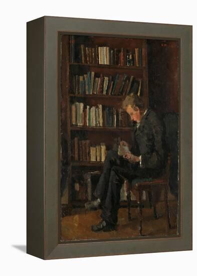 Andreas Reading, 1882-83 (Oil on Cardboard)-Edvard Munch-Framed Premier Image Canvas