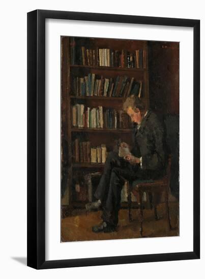 Andreas Reading, 1882-83 (Oil on Cardboard)-Edvard Munch-Framed Giclee Print