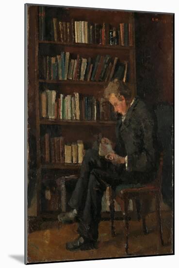 Andreas Reading, 1882-83 (Oil on Cardboard)-Edvard Munch-Mounted Giclee Print