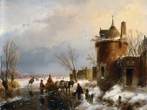 Winter Scene on the Ice with Wood Gatherers-Andreas Schelfhout-Art Print
