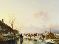 Winter Scene on the Ice with Wood Gatherers-Andreas Schelfhout-Art Print