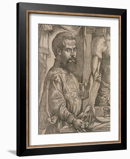 Andreas Vesalius Dissecting the Muscles of the Forearm of a Cadaver, 1543-Steven van Calcar-Framed Giclee Print