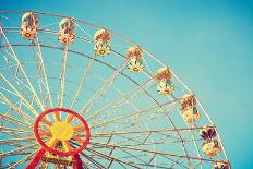 Vintage Colorful Ferris Wheel over Blue Sky-Andrekart Photography-Photographic Print