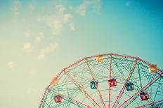 Vintage Retro Ferris Wheel on Blue Sky-Andrekart Photography-Framed Photographic Print