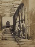Railroad Construction Worker Straightening Track, c.1862-Andrew J^ Johnson-Photo