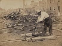 Railroad Construction Worker Straightening Track, c.1862-Andrew J^ Johnson-Photo
