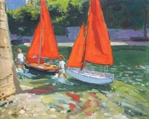 Girls with Sail Boats Looe, 2014 by Andrew Macara