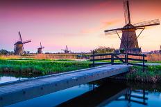 Colorful Spring Scene in the Famous Kinderdijk Canals with Windmills, UNESCO World Heritage Site. S-Andrew Mayovskyy-Photographic Print