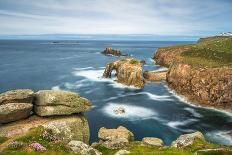 Coastal scenery with Enys Dodnan rock formation at Lands End, England-Andrew Michael-Photographic Print