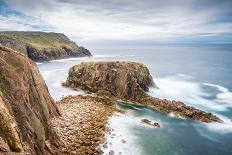 Coastal scenery with Enys Dodnan rock formation at Lands End, England-Andrew Michael-Photographic Print