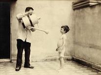 Man Is Sprinkling Boy with Water from Watering Can, 20th Century-Andrew Pitcairn-knowles-Giclee Print