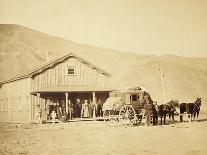 Echo City, Utah Territory Stagecoach And Stop, ca. 1869-Andrew Russell-Framed Stretched Canvas