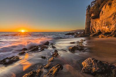 Sunset at Victoria Beach in Laguna Beach, Ca Premium Photographic