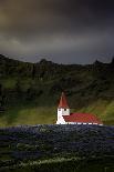Vik Church and Lupine Flowers, South Region, Iceland, Polar Regions-Andrew Sproule-Photographic Print