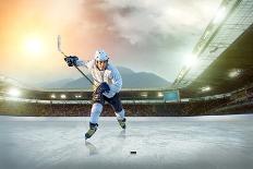 Ice Hockey Player on the Ice, Outdoor.-Andrey Yurlov-Photographic Print