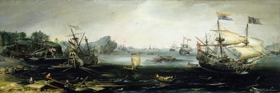 A Dutch Yacht Race, off the Coast of Northern Europe. Oil on Canvas, around 1630 by Andries Van Eer-Andries van Eertvelt-Premier Image Canvas