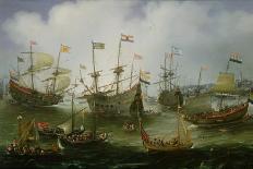 The Return to Amsterdam of the Fleet of the Dutch East India Company in 1599-Andries van Eertvelt-Framed Giclee Print