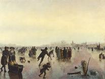 An Extensive Winter Landscape with Figures Skating (Oil on Canvas)-Andries Vermeulen-Framed Giclee Print