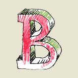 Crayon Alphabet, Hand Drawn Letter B-Andriy Zholudyev-Art Print