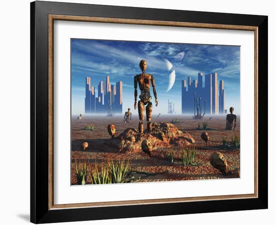 Android Fossils Preserved in Sedimentary Rock on an Alien World-Stocktrek Images-Framed Photographic Print