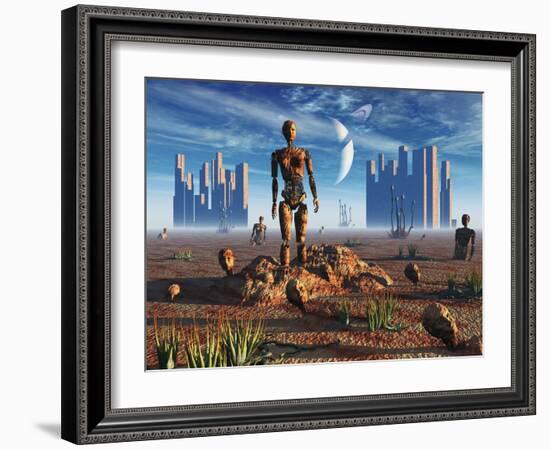 Android Fossils Preserved in Sedimentary Rock on an Alien World-Stocktrek Images-Framed Photographic Print