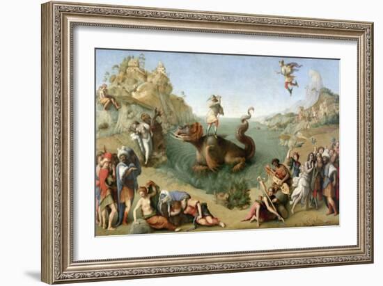 Andromeda Freed by Perseus (With Perseus Slaying the Dragon)-Piero di Cosimo-Framed Giclee Print