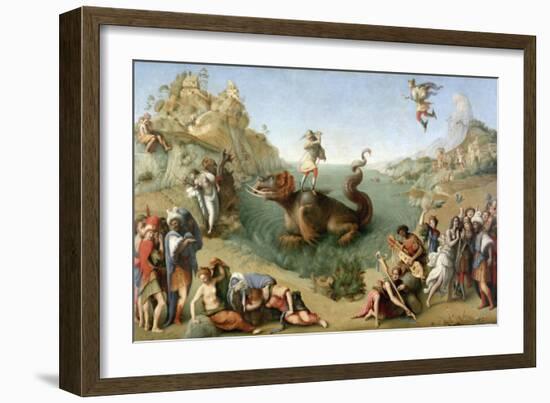 Andromeda Freed by Perseus (With Perseus Slaying the Dragon)-Piero di Cosimo-Framed Giclee Print