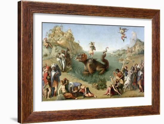 Andromeda Freed by Perseus (With Perseus Slaying the Dragon)-Piero di Cosimo-Framed Giclee Print