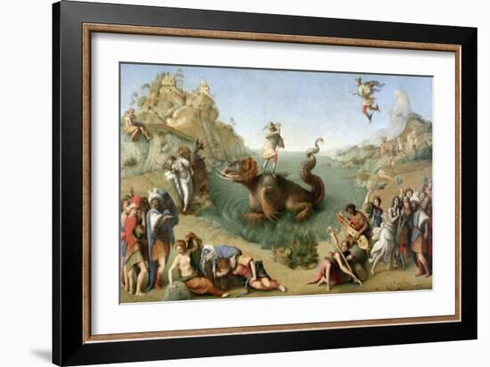 Andromeda Freed by Perseus (With Perseus Slaying the Dragon)-Piero di Cosimo-Framed Giclee Print