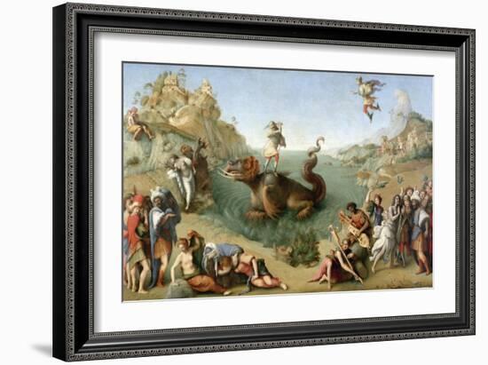 Andromeda Freed by Perseus (With Perseus Slaying the Dragon)-Piero di Cosimo-Framed Giclee Print